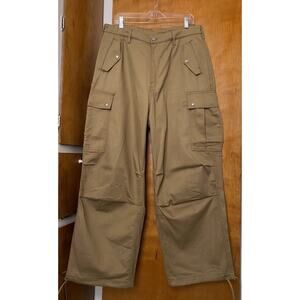 RHUDE PARACHUTE CARGO pants Cotton Twill Baggy Tan Oversized Wide Leg Sz XL